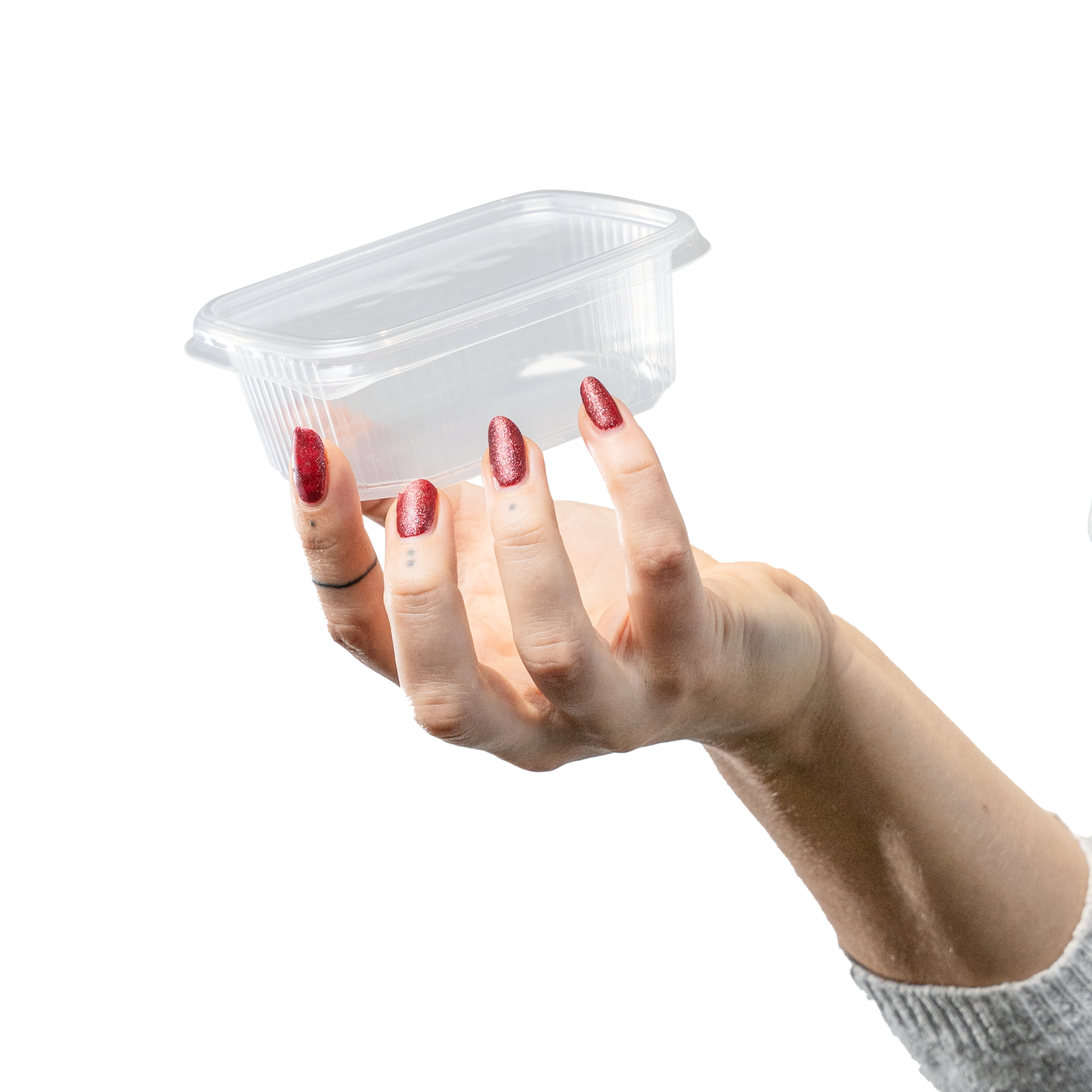 Feinkostschale rechteckig 250ml gerippt - SANDAU, passender Deckel