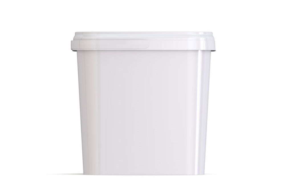 Umweltfreundlicher, quadratischer, 5,40L Kunststoffeimer aus recycelbarem Polypropylen mit Breitbandbügel, stapelbar, 100% recycelbar - SANDAU