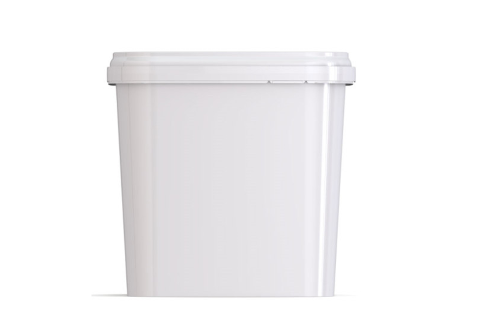 Umweltfreundlicher, quadratischer, 5,40L Kunststoffeimer aus recycelbarem Polypropylen mit Breitbandbügel, stapelbar, 100% recycelbar - SANDAU