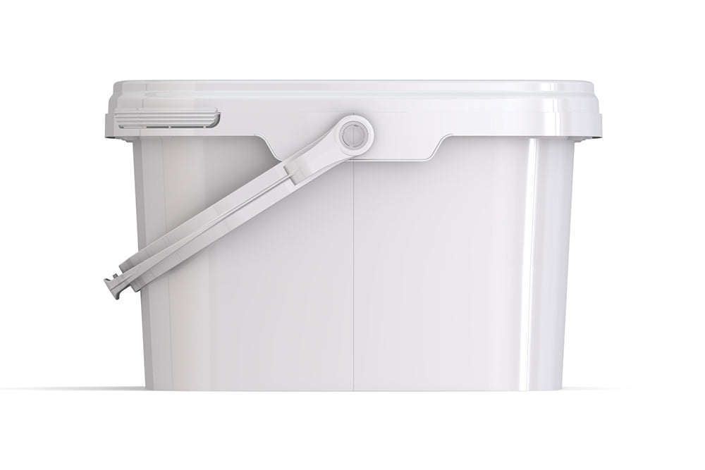 Umweltfreundlicher, rechteckiger 4,50L Kunststoffeimer aus recycelbarem Polypropylen mit Tragebügel, Originalitätsverschluss, stapelbar, 100% recycelbar - SANDAU