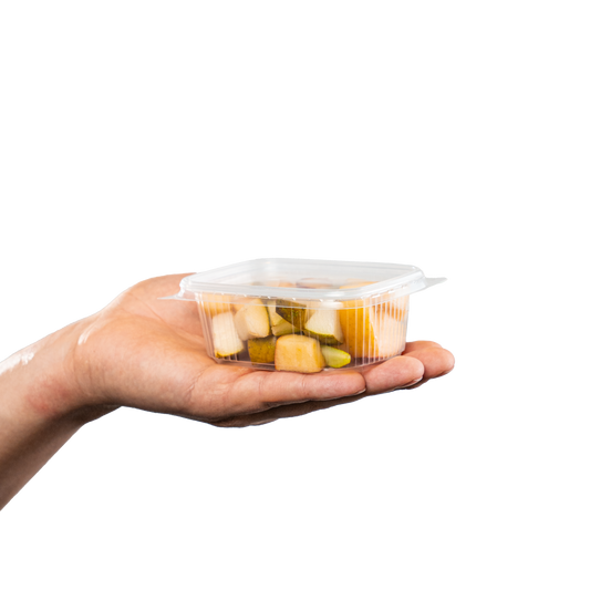 Feinkostschale rechteckig 125ml gerippt - SANDAU, passender Deckel