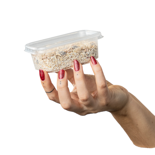 Feinkostschale rechteckig 150ml gerippt - SANDAU, passender Deckel