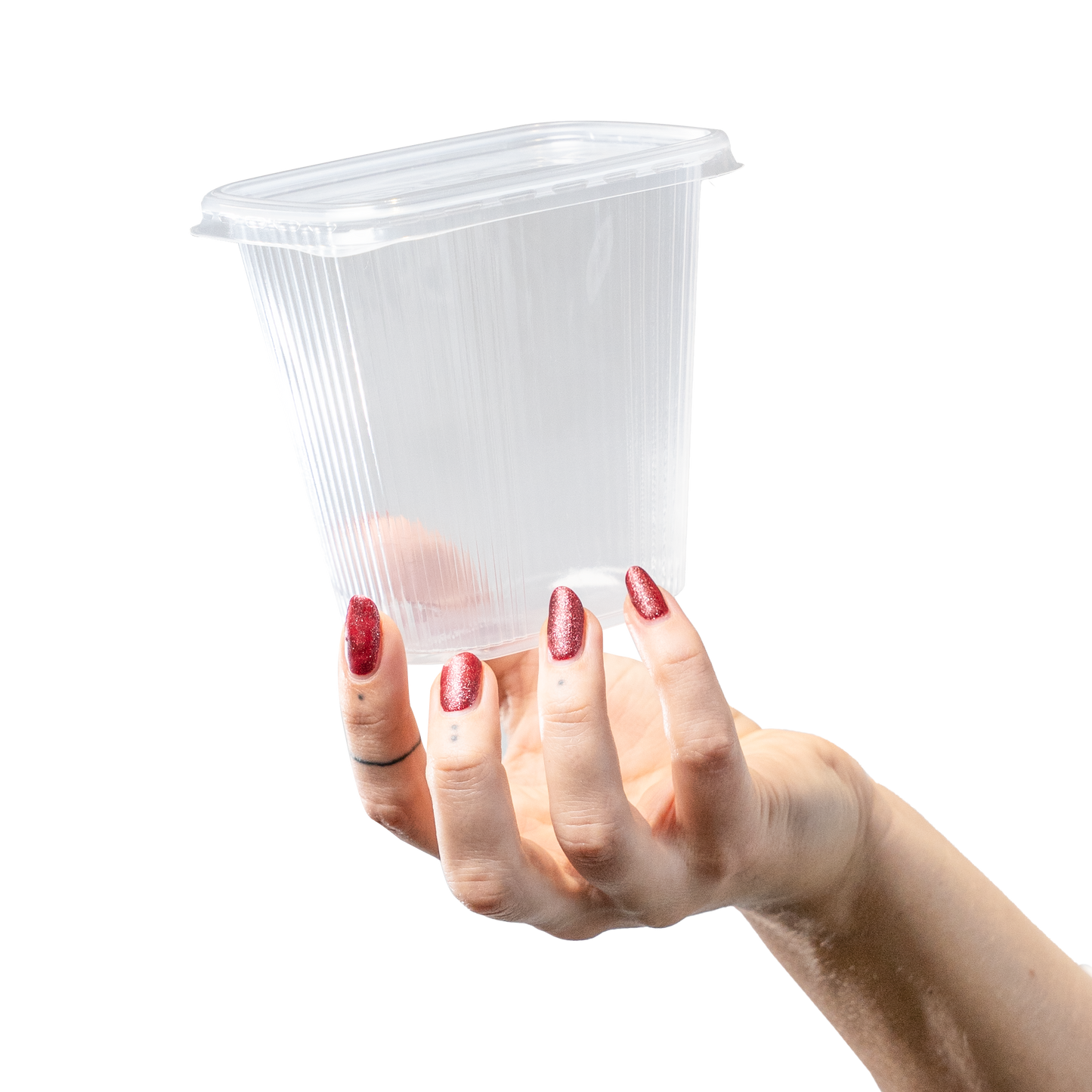 Feinkostschale rechteckig 500ml gerippt - SANDAU, passender Deckel