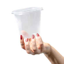 Feinkostschale rechteckig 500ml gerippt - SANDAU, passender Deckel