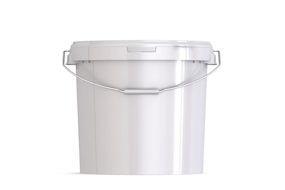 Umweltfreundlicher 17,70L Kunststoffeimer aus recycelbarem Polypropylen mit Metallbügel + Griffrolle, Originalitätsverschluss, stapelbar, 100% recycelbar - SANDAU