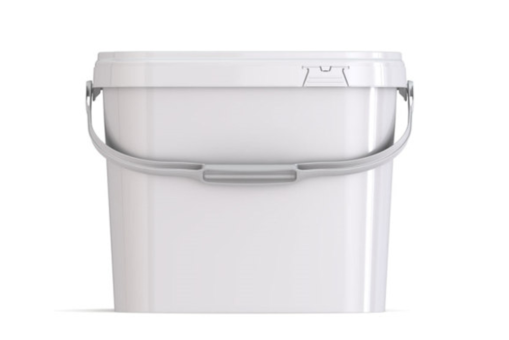 Umweltfreundlicher, quadratischer, 11,90L Kunststoffeimer aus recycelbarem Polypropylen mit Tragebügel, Originalitätsverschluss, stapelbar, 100% recycelbar - SANDAU