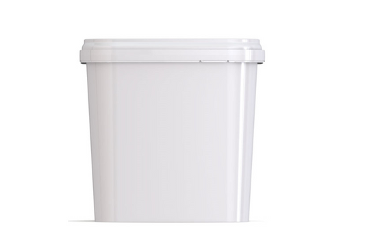 Umweltfreundlicher, quadratischer, 5,40L Kunststoffeimer aus recycelbarem Polypropylen mit Breitbandbügel, stapelbar, 100% recycelbar - SANDAU