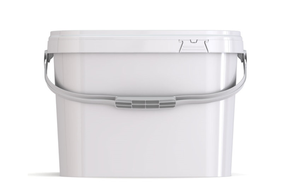 Umweltfreundlicher, quadratischer, 10,70L Kunststoffeimer aus recycelbarem Polypropylen mit Tragebügel, Originalitätsverschluss, stapelbar, 100% recycelbar - SANDAU