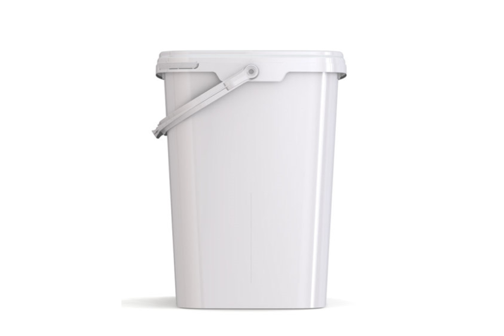 Umweltfreundlicher, rechteckiger 10,90L Kunststoffeimer aus recycelbarem Polypropylen mit Tragebügel, Originalitätsverschluss, stapelbar, 100% recycelbar - SANDAU