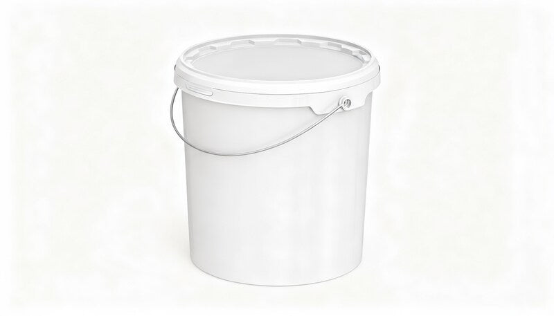 Umweltfreundlicher 11,60L Kunststoffeimer rund aus recycelbarem Polypropylen mit Metallbügel, Originalitätsverschluss, stapelbar – SANDAU