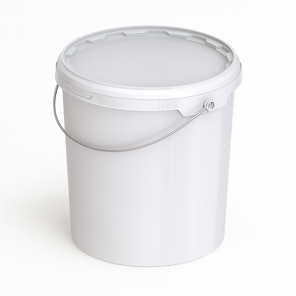 Umweltfreundlicher 11,60L Kunststoffeimer aus recycelbarem Polypropylen mit Metallbügel, Originalitätsverschluss, stapelbar, – SANDAU