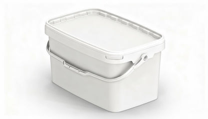 Umweltfreundlicher 12,10L rechteckiger Kunststoffeimer aus recycelbarem Polypropylen mit Tragebügel, Originalitätsverschluss, stapelbar, 100% recycelbar – SANDAU