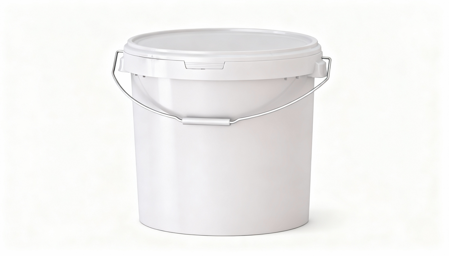 SANDAU_Kunststoffeimer_16,5_Liter_Lebensmittelecht_Originalitaetsverschluss_recycelbar_rund_Metallbügel + Griffrolle