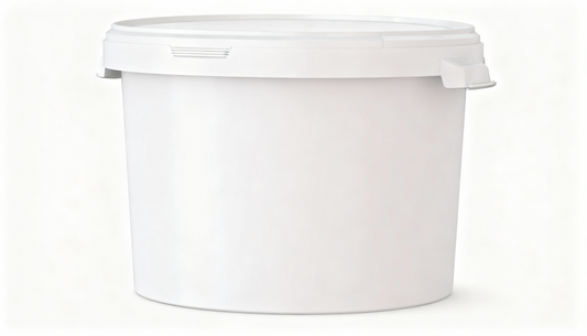 Umweltfreundlicher 23,10L Kunststoffeimer aus recycelbarem Polypropylen mit Muschelgriff, Originalitätsverschluss, stapelbar, 100% recycelbar – SANDAU