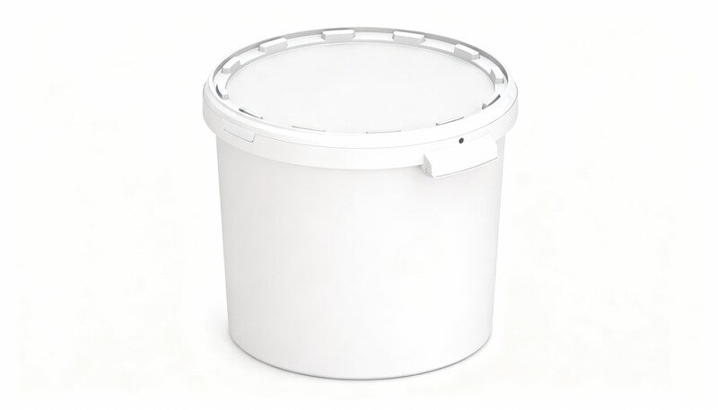 Umweltfreundlicher 27,50L Kunststoffeimer aus recycelbarem Polypropylen mit Muschelgriff, Originalitätsverschluss, stapelbar, 100% recycelbar – SANDAU