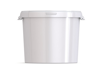 Umweltfreundlicher 27,60L Kunststoffeimer aus recycelbarem Polypropylen mit Muschelgriff, Originalitätsverschluss, stapelbar, 100% recycelbar - SANDAU