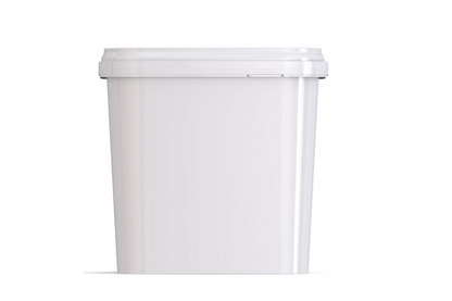Umweltfreundlicher, quadratischer, 5,40L Kunststoffeimer aus recycelbarem Polypropylen mit Breitbandbügel, stapelbar, 100% recycelbar - SANDAU