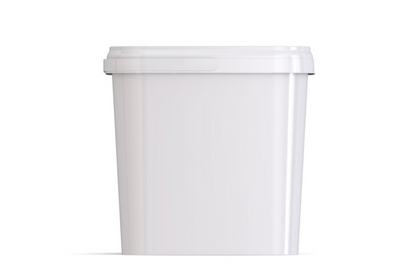 Umweltfreundlicher, quadratischer, 5,40L Kunststoffeimer aus recycelbarem Polypropylen mit Breitbandbügel, stapelbar, 100% recycelbar - SANDAU
