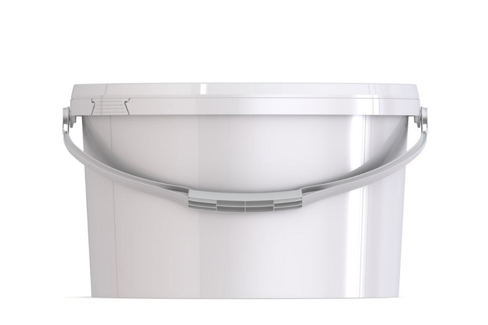 Umweltfreundlicher 6,20L Kunststoffeimer  oval aus recycelbarem Polypropylen mit Tragebügel, Originalitätsverschluss, stapelbar, 100% recycelbar – SANDAU