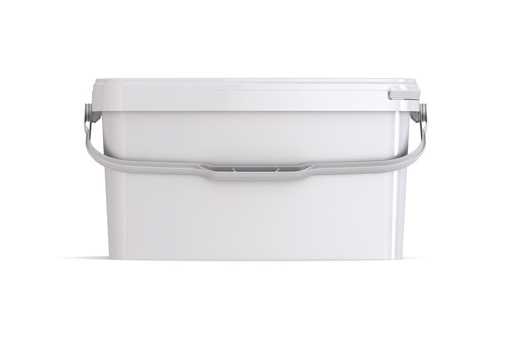 Umweltfreundlicher, rechteckiger, 12,10L Kunststoffeimer aus recycelbarem Polypropylen mit Tragebügel, Originalitätsverschluss, stapelbar, 100% recycelbar - SANDAU