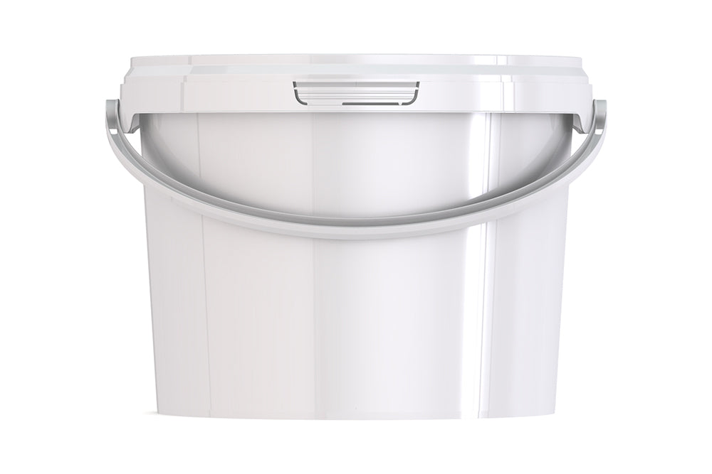 Umweltfreundlicher 2,3L Kunststoffeimer aus recycelbarem Polypropylen mit Tragebügel, Originalitätsverschluss, stapelbar, 100% recycelbar - SANDAU