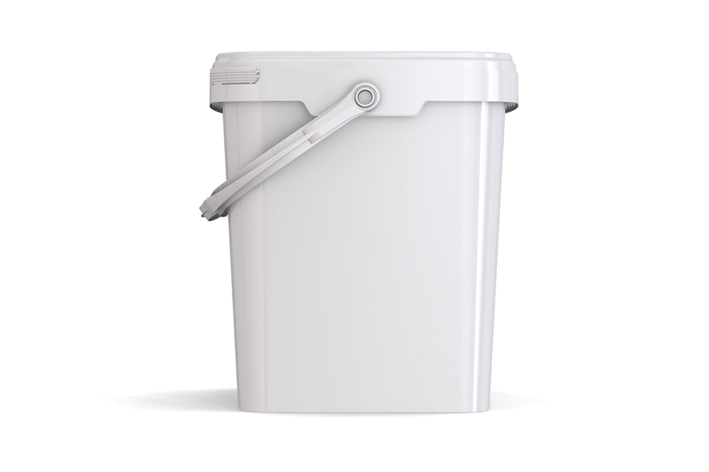 Umweltfreundlicher, rechteckiger, 21,30L Kunststoffeimer aus recycelbarem Polypropylen mit Tragebügel, Originalitätsverschluss, stapelbar, 100% recycelbar - SANDAU