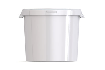 Umweltfreundlicher 27,5L Kunststoffeimer aus recycelbarem Polypropylen mit Muschelgriff, Originalitätsverschluss, stapelbar, 100% recycelbar - SANDAU