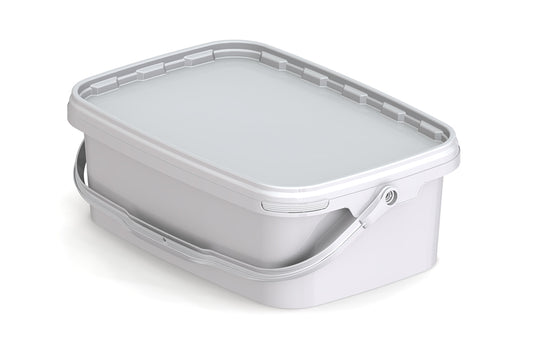 Umweltfreundlicher, rechteckiger 3,60L Kunststoffeimer aus recycelbarem Polypropylen mit Tragebügel, Originalitätsverschluss, stapelbar, 100% recycelbar - SANDAU