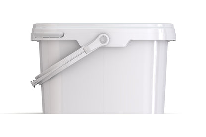 Umweltfreundlicher, rechteckiger 4,50L Kunststoffeimer aus recycelbarem Polypropylen mit Tragebügel, Originalitätsverschluss, stapelbar, 100% recycelbar - SANDAU