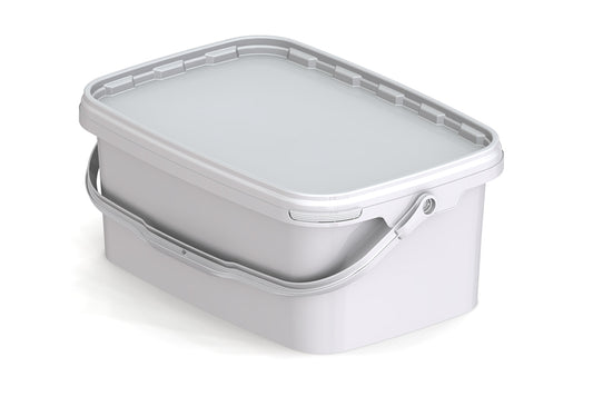 Umweltfreundlicher, rechteckiger 4,50L Kunststoffeimer aus recycelbarem Polypropylen mit Tragebügel, Originalitätsverschluss, stapelbar, 100% recycelbar - SANDAU