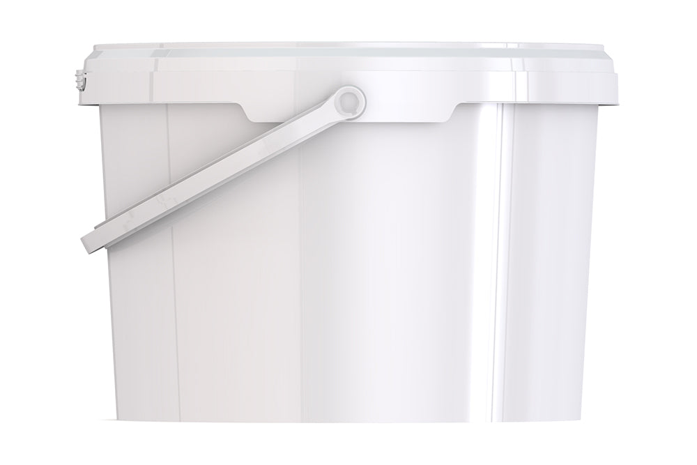 Umweltfreundlicher 4,6L Kunststoffeimer aus recycelbarem Polypropylen mit Tragebügel, Originalitätsverschluss, stapelbar, 100% recycelbar - SANDAU