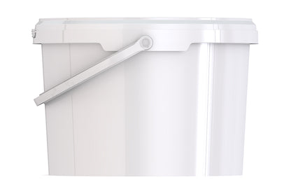 Umweltfreundlicher 4,6L Kunststoffeimer aus recycelbarem Polypropylen mit Tragebügel, Originalitätsverschluss, stapelbar, 100% recycelbar - SANDAU