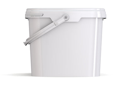 Umweltfreundlicher, rechteckiger, 6,40L Kunststoffeimer aus recycelbarem Polypropylen mit Tragebügel, Originalitätsverschluss, stapelbar, 100% recycelbar - SANDAU