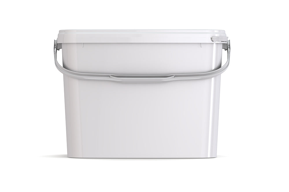 Umweltfreundlicher, rechteckiger, 8,30L Kunststoffeimer aus recycelbarem Polypropylen mit Tragebügel, Originalitätsverschluss, stapelbar, 100% recycelbar - SANDAU