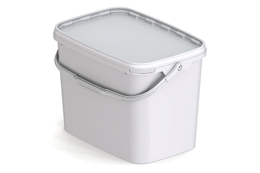 Umweltfreundlicher, rechteckiger, 8,30L Kunststoffeimer aus recycelbarem Polypropylen mit Tragebügel, Originalitätsverschluss, stapelbar, 100% recycelbar - SANDAU